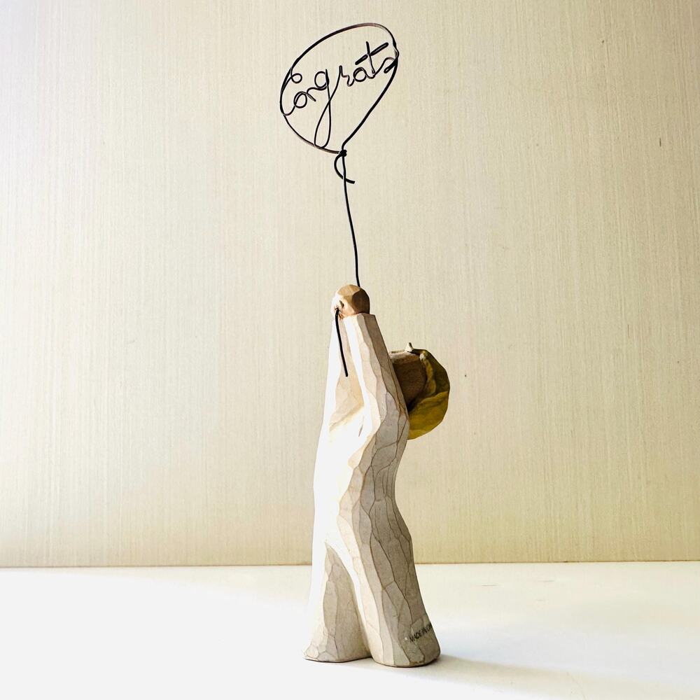 Vintage Demdaco Willow Tree Congrats Resin Figurine Wire Balloon